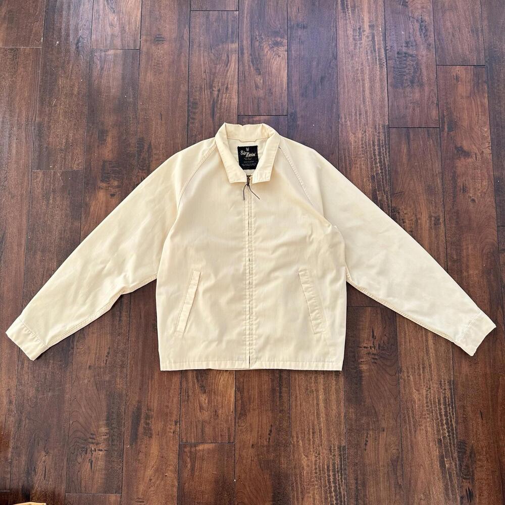 Vintage Work Jacket Men's Yellow Full Zip Gabardine 60s Talon 70s Chore Light - Picture 2 of 11